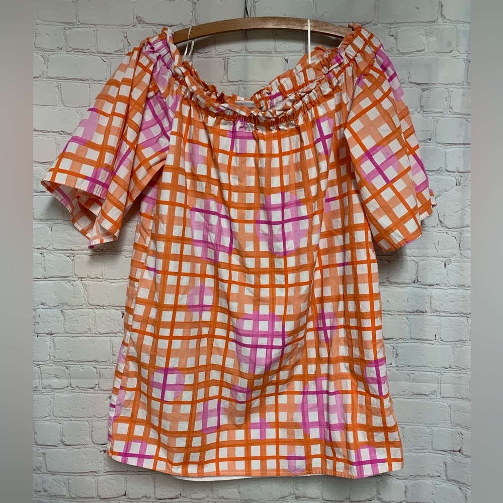 Corey Lynn Calter Mary Off The Shoulder Ruffle Check Dress Size S Petite - Picture 4 of 8